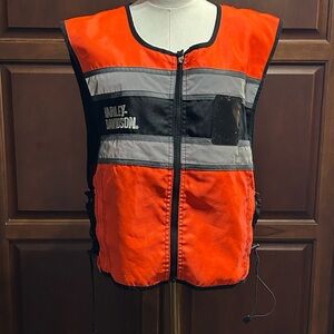 Harley Davidson Hi Vis Orange Vest Mens Size S-L. Photos 5 & 6 Show Slight Flaws